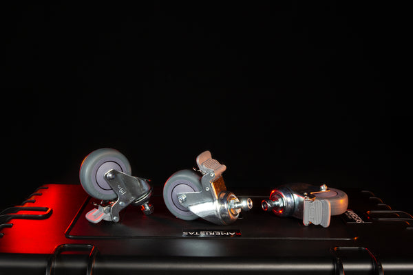 Kupo 80mm stovų ratukai su stabdžiais stabilumui ir saugiam įrangos judėjimui filmavimo metu